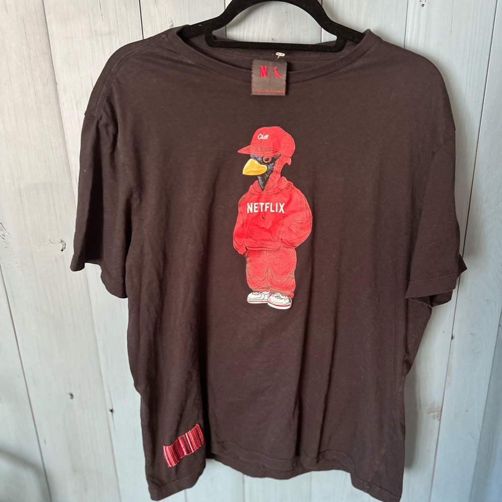 Netflix & Chill Black & Red Unisex T-Shirt, Size M